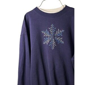 VTG MC Sportswear Women XL Sweatshirt Double Collar Snowflake Embroidery Grandma